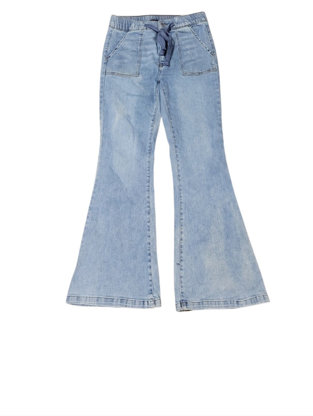 Risen Jeans Light Wash Stretch Flare Pants